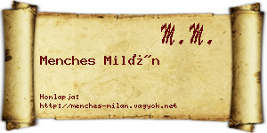 Menches Milán névjegykártya